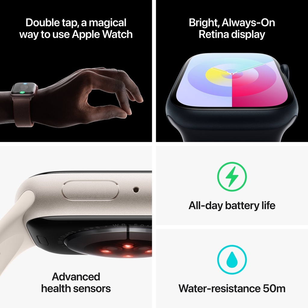 Apple Watch Series 9 Starlight Aluminium Case with Starlight Sport Band