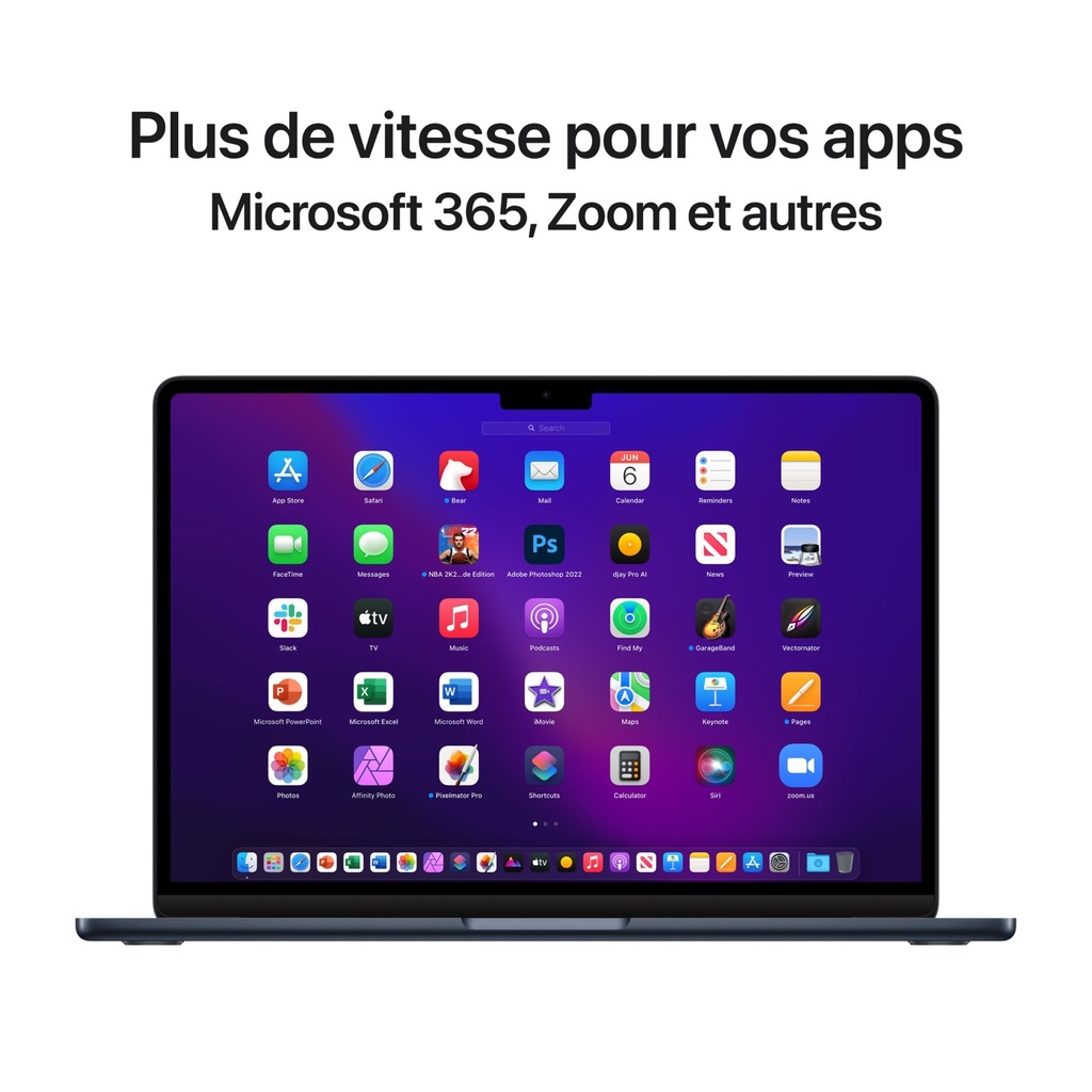 French 13-inch MacBook Air: Apple M2 chip with 8-core CPU and 8-core GPU, 256GB - Midnight