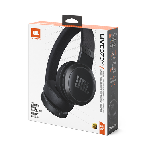 JBL Live 670NC Wireless On-Ear Noise Cancelling Headphones - Black