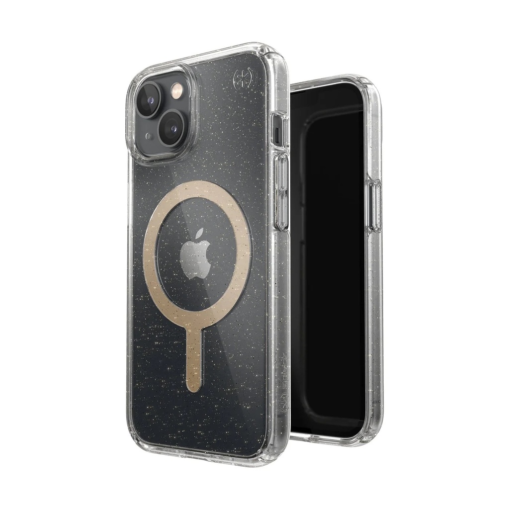 Speck Presidio Perfect Clear Glitter Grip Case with MagSafe for iPhone 13 - Clear/Platinum Glitter