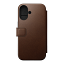 Nomad Modern Leather Folio Case with MagSafe for iPhone 16 - Brown