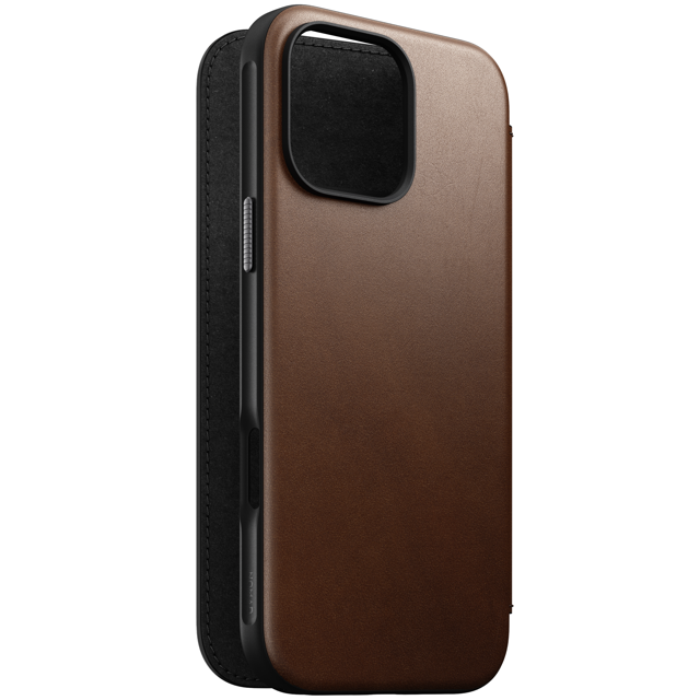 Nomad Modern Leather Folio Case with MagSafe for iPhone 16 Pro Max - Brown