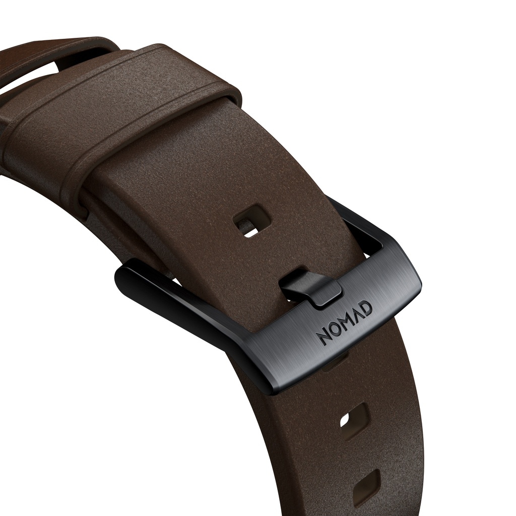 Nomad 42/44/45mm Modern Strap for Apple Watch - Black Harware / Brown Leather