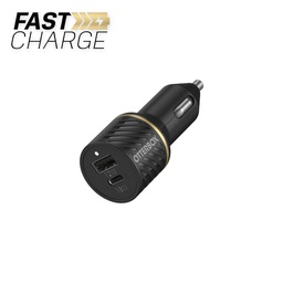 [78-52545] Otterbox Dual Fast Car Charger USB-C 30w (18wPD + USB-A 12w) Black