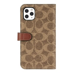 [CIPH-019-SCKHK] COACH Leather Folio Case for iPhone 11 Pro - Signature C Khaki